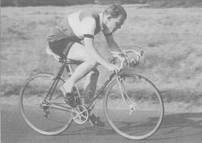 Mike Barry riding a time trial in 1956